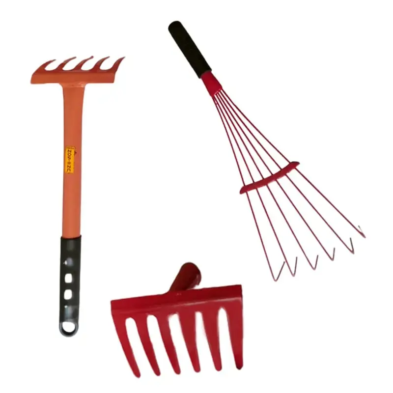 Buy Online 5 Teeth Baby Rake & 6 Tines Baby Leaf Rake with Handle, 6 Teeth Garden Rake without Handle- Set of 3 Pcs